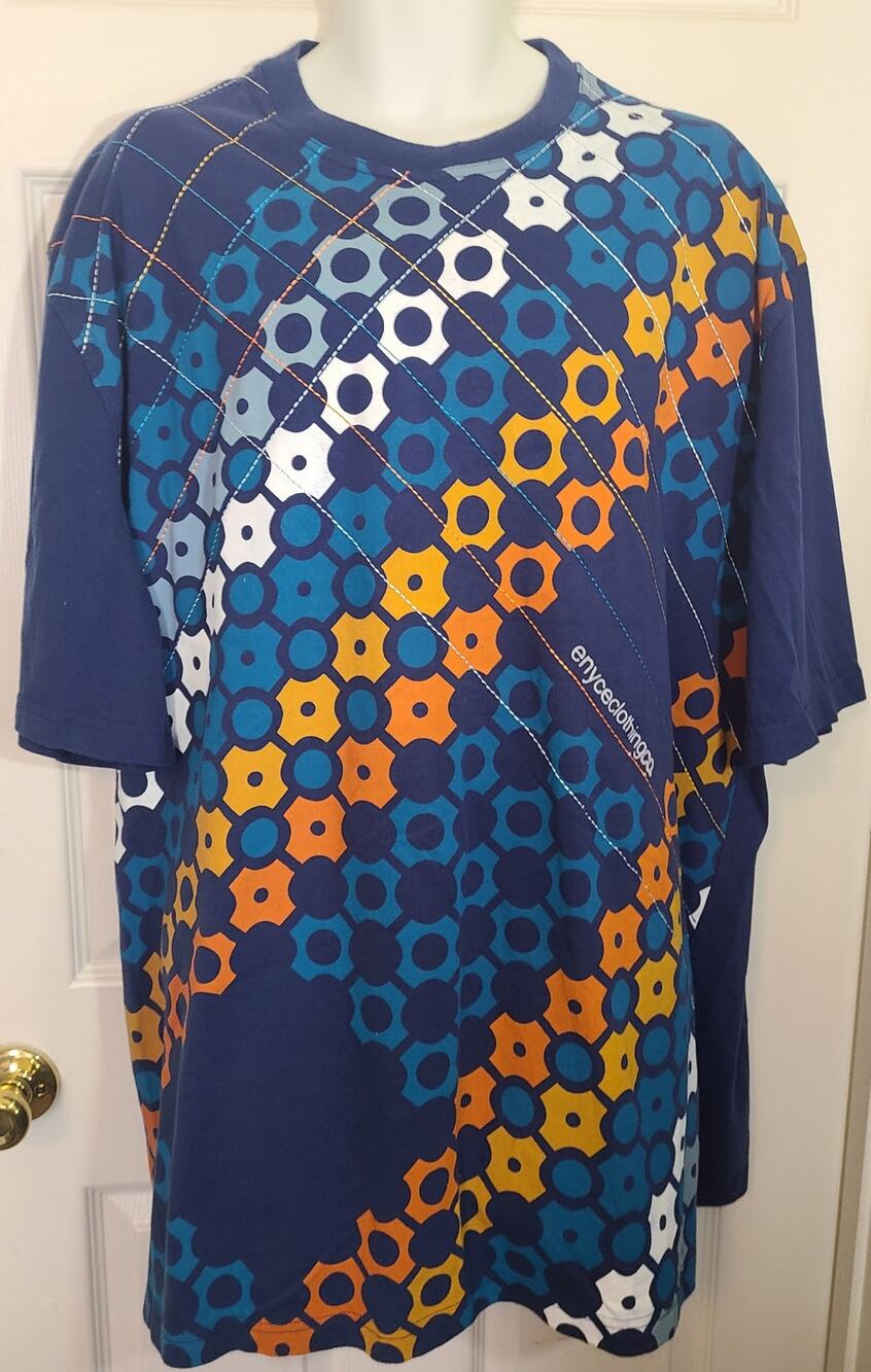 Vintage Enyce Shirt XXL Blue Geometric All Over Print Y2K Hip Hop Streetwear